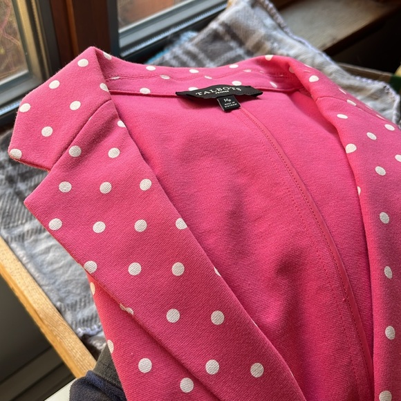 Talbots Pink White Polka Dot Single Breast 2 Button Blazer Size M Petite MP - Picture 14 of 14